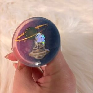 Pink and Blue Saturn Resin Phone Grip Handmade